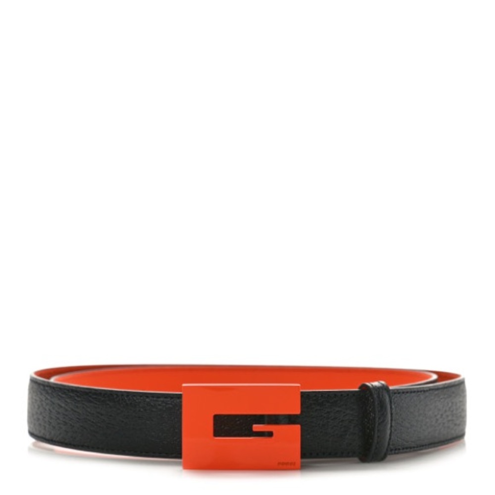 BEAUTIFUL GUCCI G ORANGE/BLACK LEATHER BELT 100CM